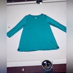 J. Jill Green Pima Cotton 3/4 Sleeve Scoop Neck Top